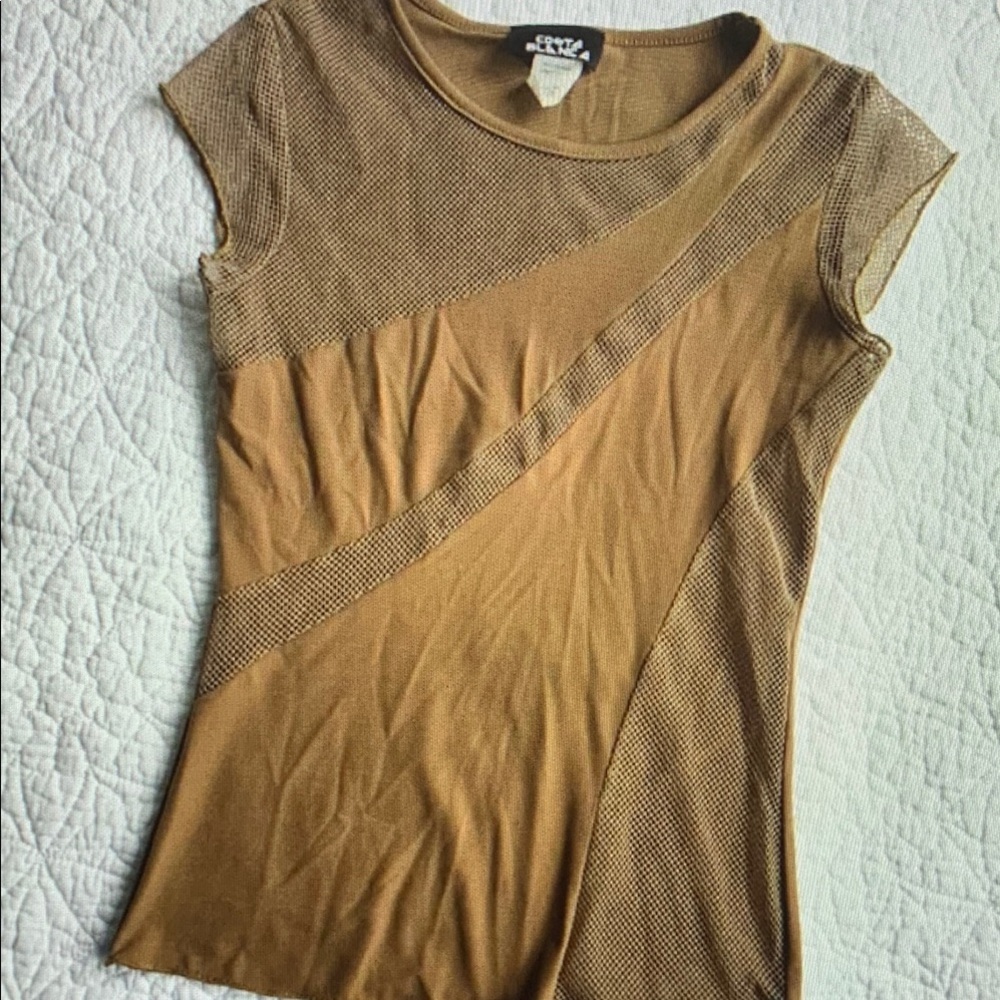 Brown Mesh Women's Top